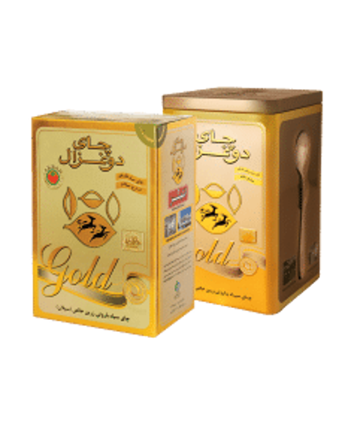 چای باروتی گلد قوطی فلزی دوغزال(قاشق دار)